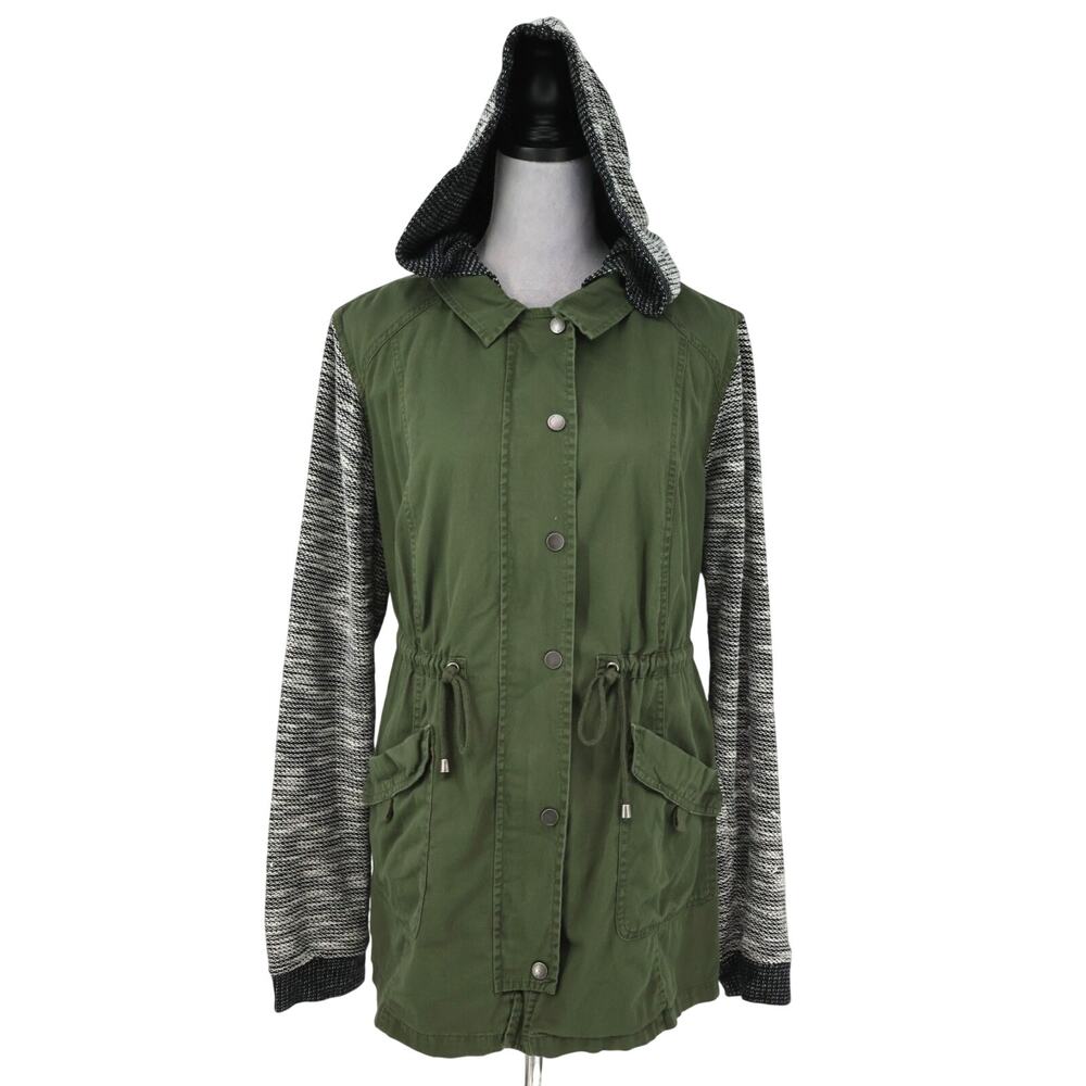 Torrid Jacket 2 Plus Size 2X Green All Cotton Knit Sleeves Hoodie Zip Snaps